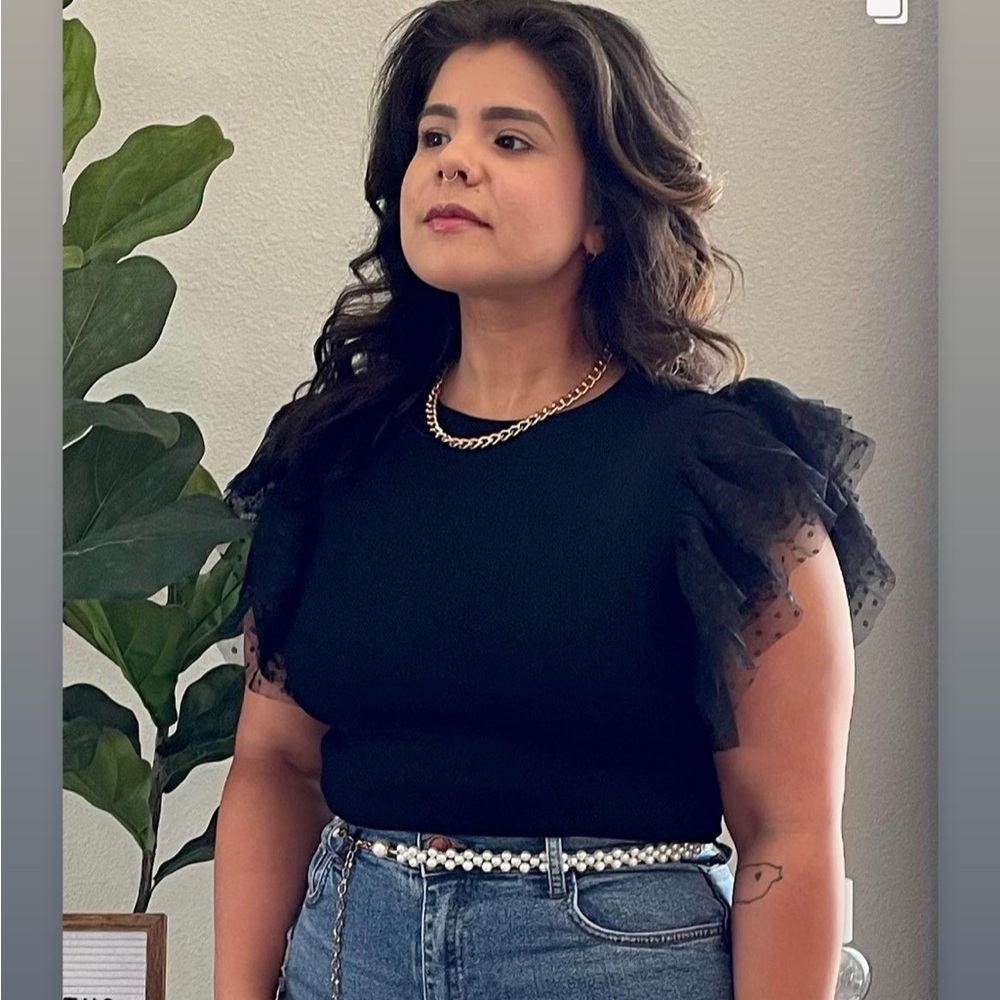 Elegant Black Ruffle Sleeve Top